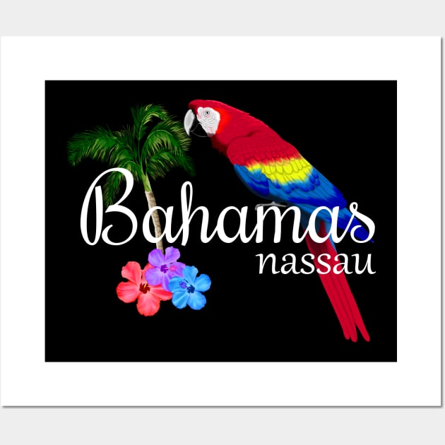 Nassau Bahamas Tropical Island Parrot Wall Art by macdonaldcreativestudios